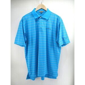 Peter Millar Polo‎ Men Large Blue Striped Summer Comfort Golf Stretch